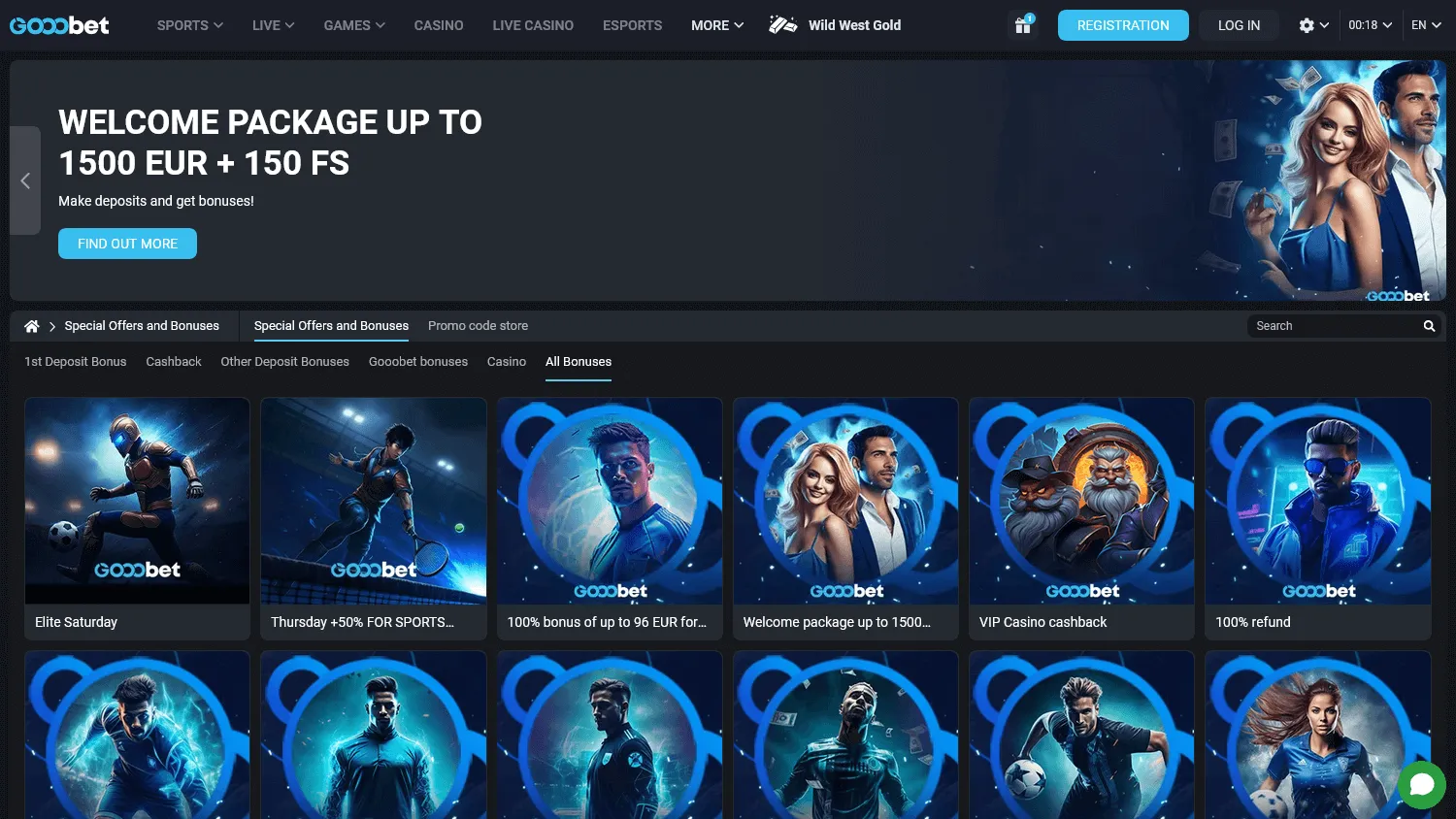 Gooobet lobby overview with sports and casino sections